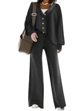 Sweater and Wide Leg Women’s lounge set — Black